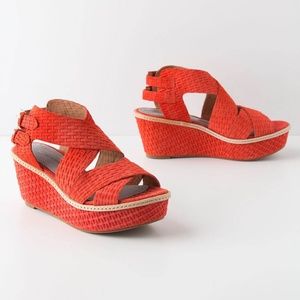 Anthropologie Coral Bordwalk Wedges